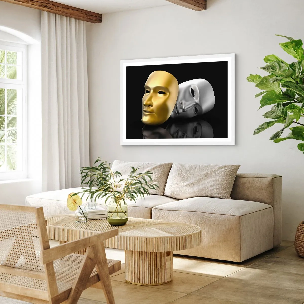 Affisch i vit ram - Livet är teater - 100x70 cm