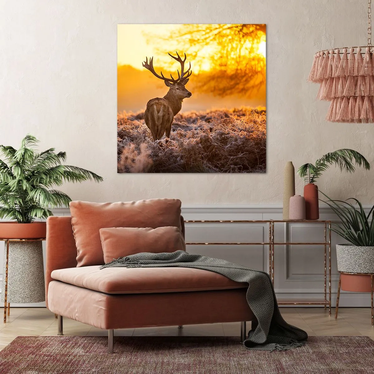 Canvastavla - Bild på duk - Höstskogens kung - 70x70 cm