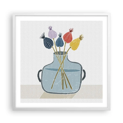 Affisch i vit ram - Vallmovas - 60x60 cm