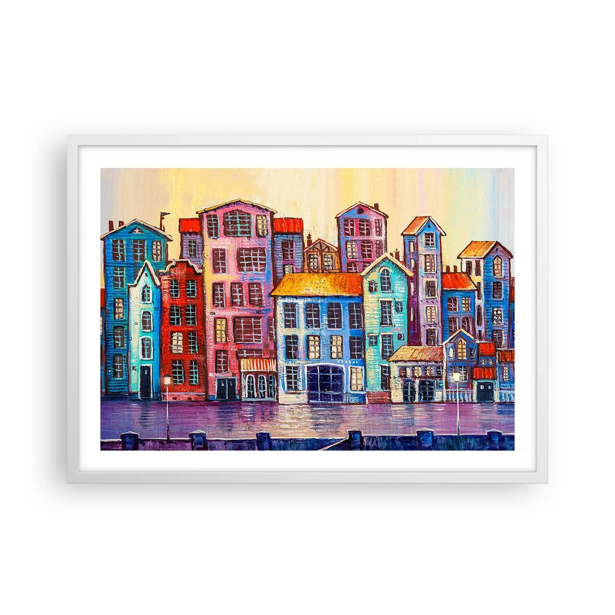 Affisch i vit ram - En sagostad  - 70x50 cm