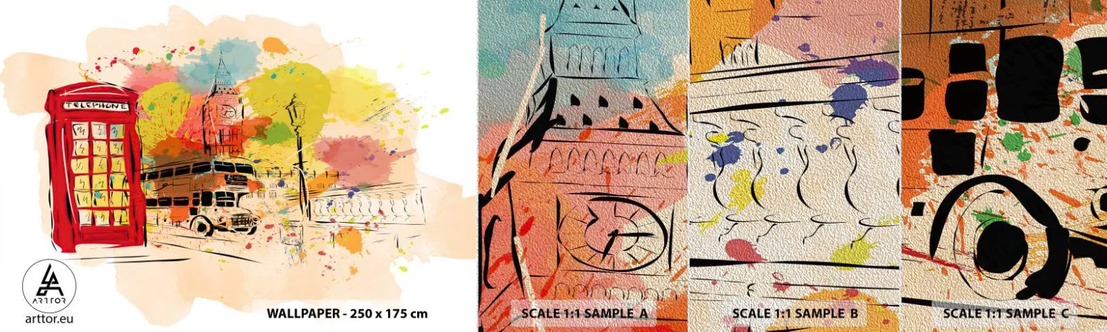 Provbit av fototapet Premium Sand - Mångfaldens stad - Stad, London, Abstraktion - 100x30 cm