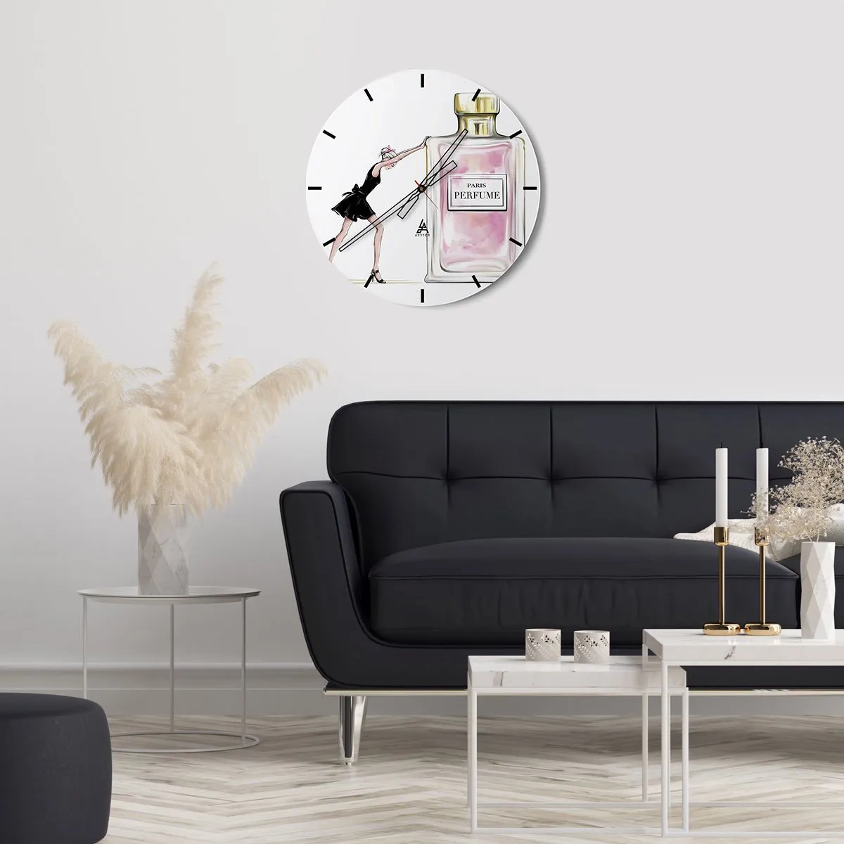 Väggklocka - Klocka på glas - Kvinnlighetens kärna - 40x40 cm