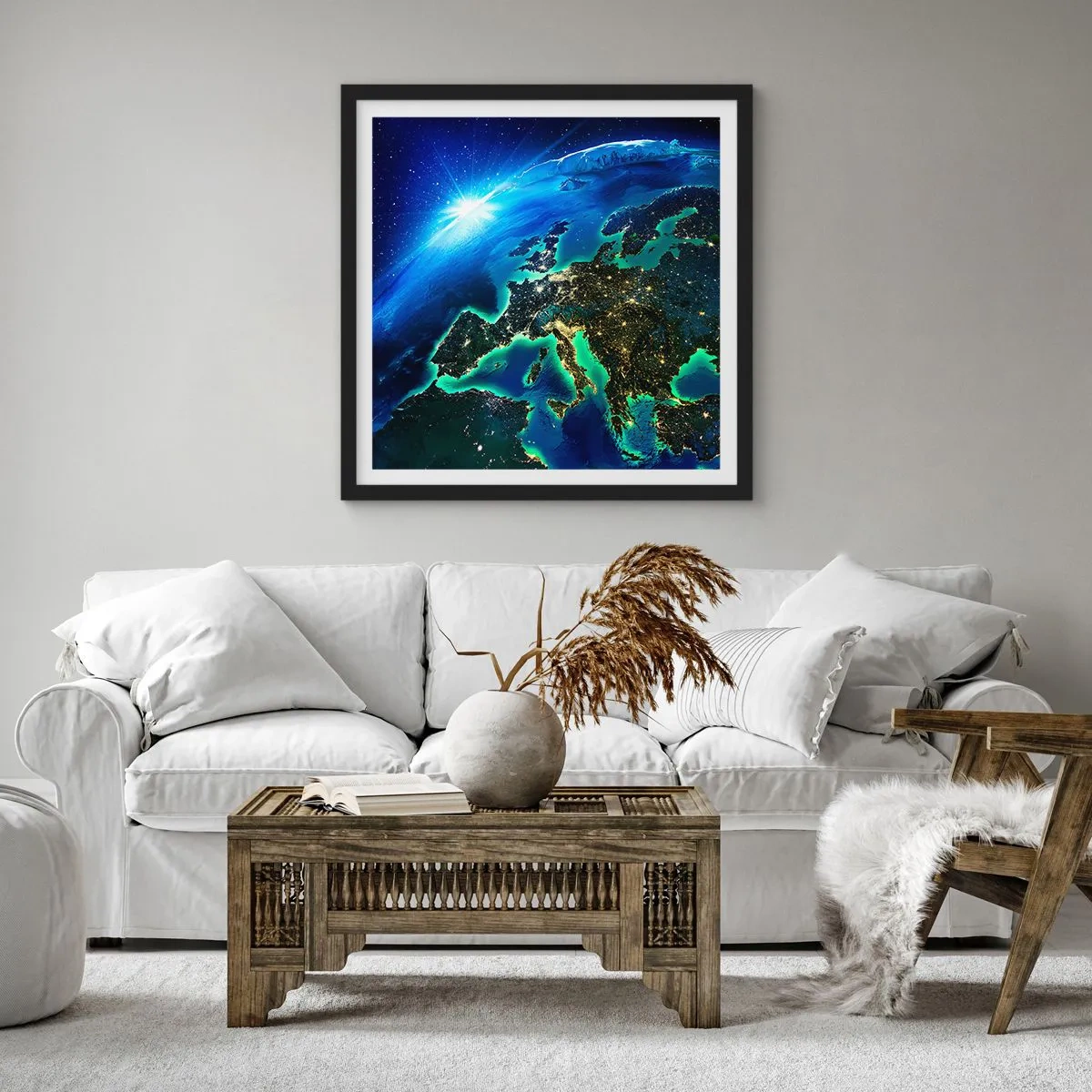 Affisch i svart ram - Glödande Europa - 30x30 cm