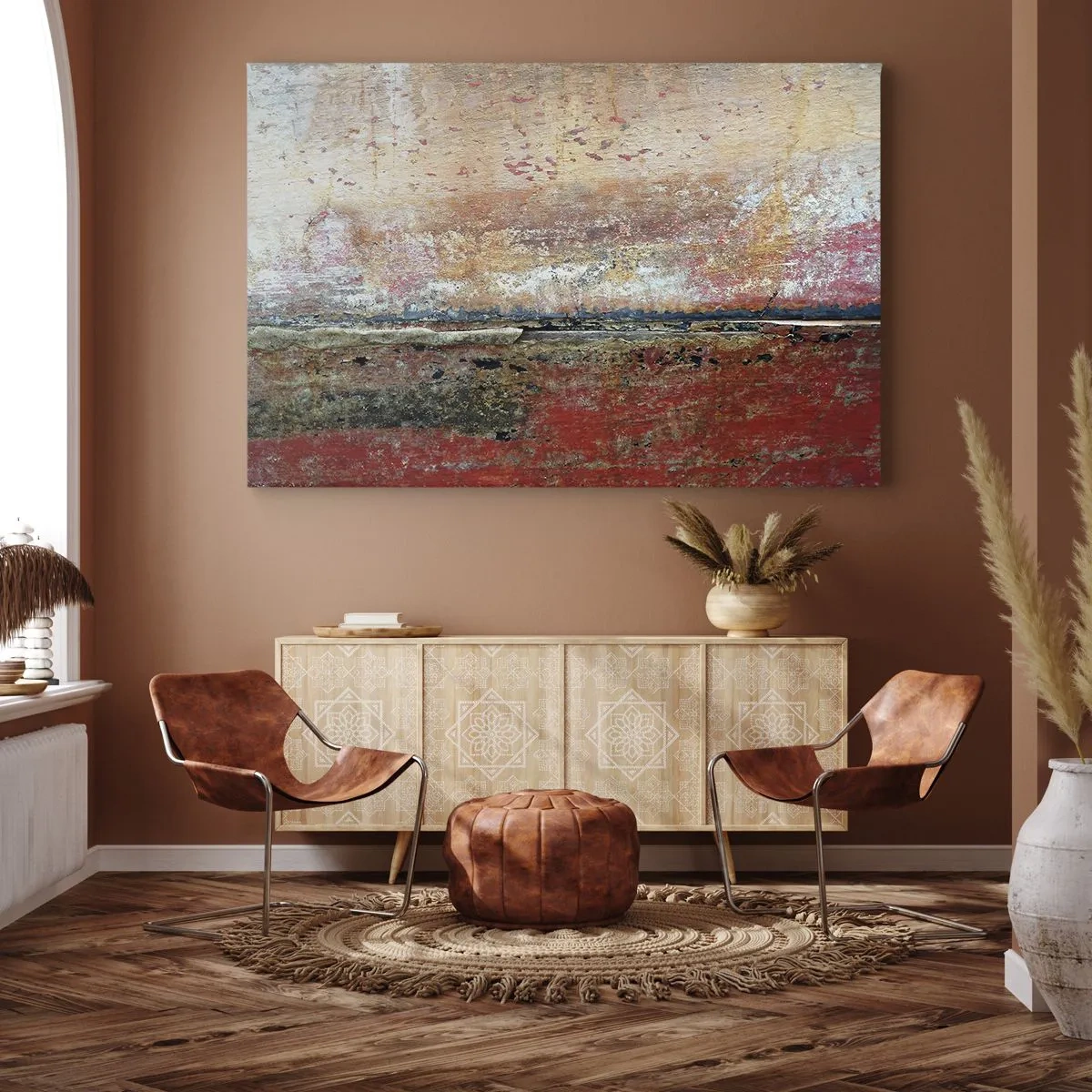 Canvastavla - Bild på duk - En abstrakt komposition inspirerad av havet och naturen. - 70x50cm - Kanske är det havet - Modern väggdekoration för vardagsrum och sovrum ARTTOR