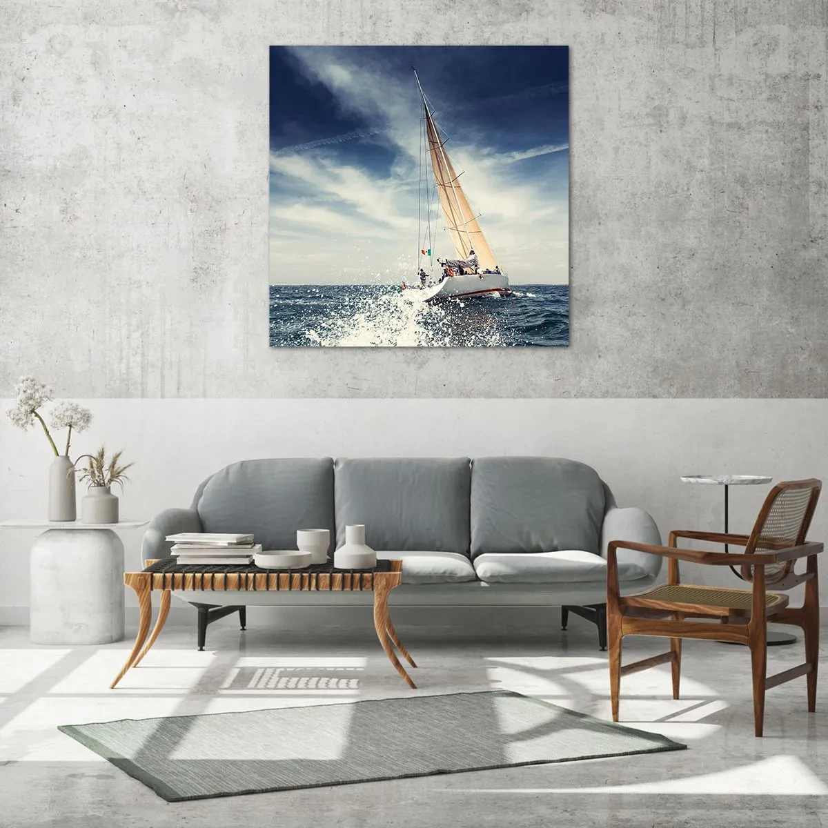 Glastavla - Bild på glas - De hinner inte ikapp oss! - 70x70 cm