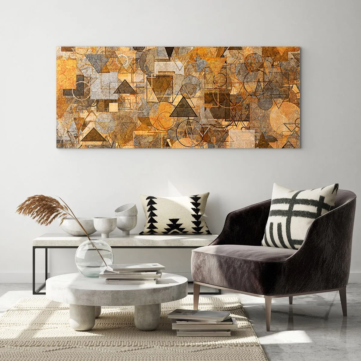 Glastavla - Bild på glas - Värld infattad i form - 100x40 cm