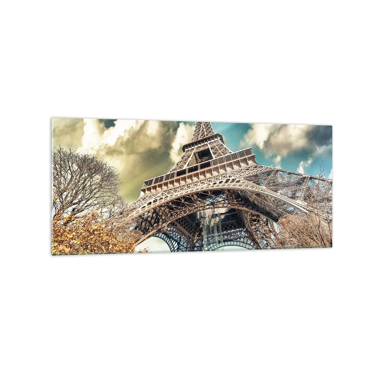 Glastavla - Bild på glas - Och på hösten i Paris... - 120x50 cm