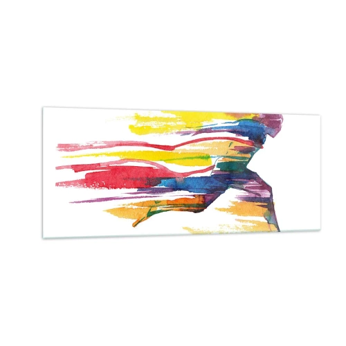 Glastavla - Bild på glas - Spring genom regnbågen - 100x40 cm