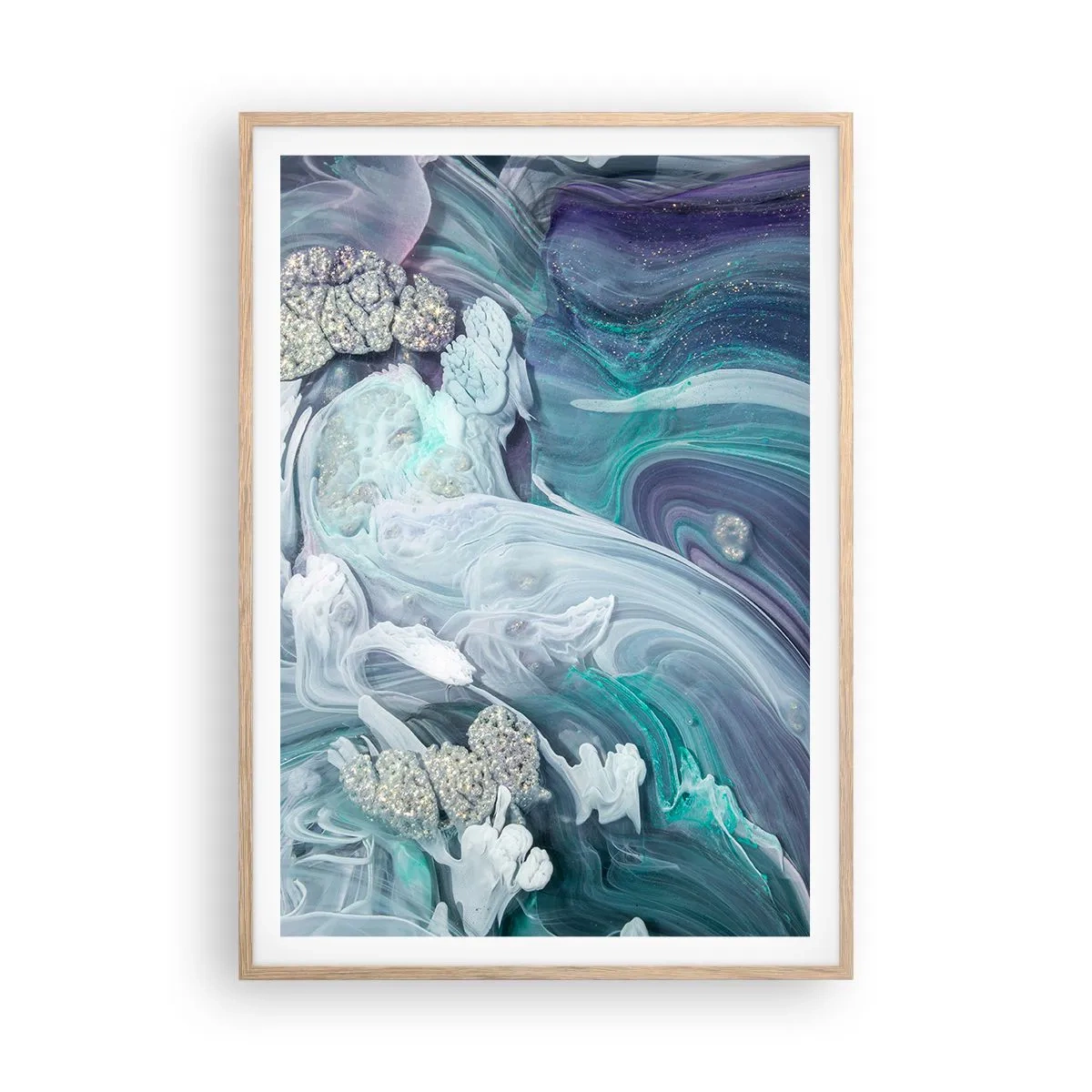 Affisch i ram av ljusek - Blåhetens strömmar - 70x100 cm