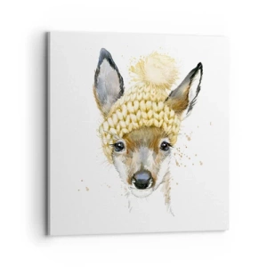 Canvastavla - Bild på duk - För vinter i insnöad skog - 70x70 cm