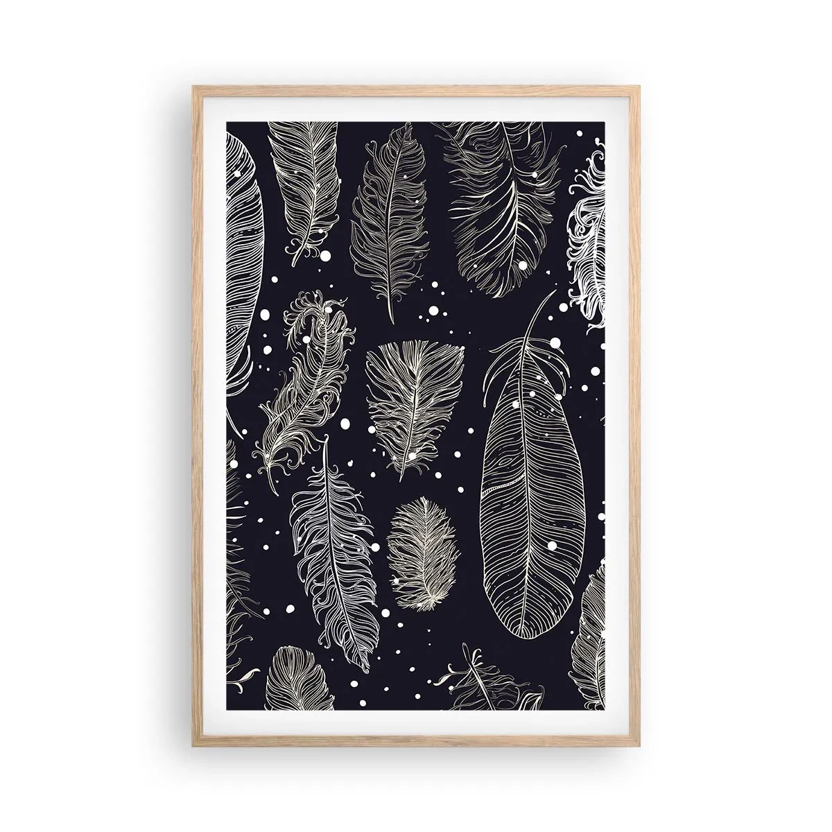 Affisch i ram av ljusek - Fjäderspets - 61x91 cm