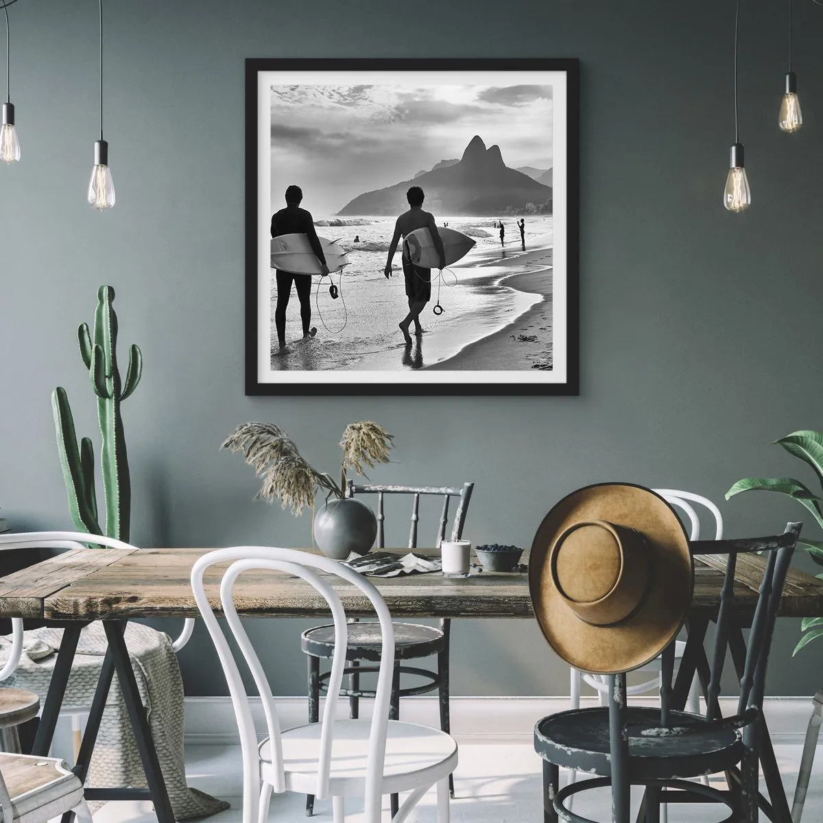 Affisch i svart ram - Samba för en våg - 60x60 cm