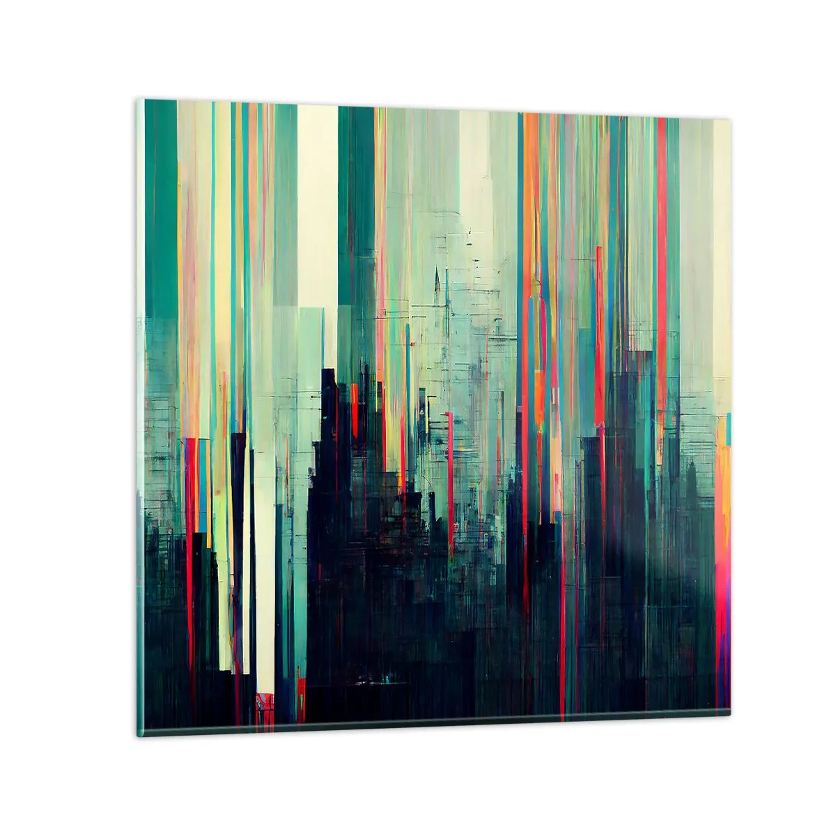 Glastavla - Bild på glas - Futuristisk stad - 30x30 cm