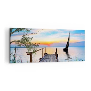 Canvastavla - Bild på duk - God kväll - 100x40 cm