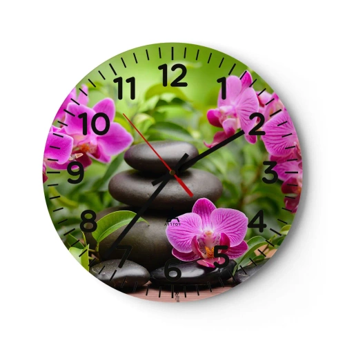 Väggklocka - Klocka på glas - Lugnets pyramid - 40x40 cm