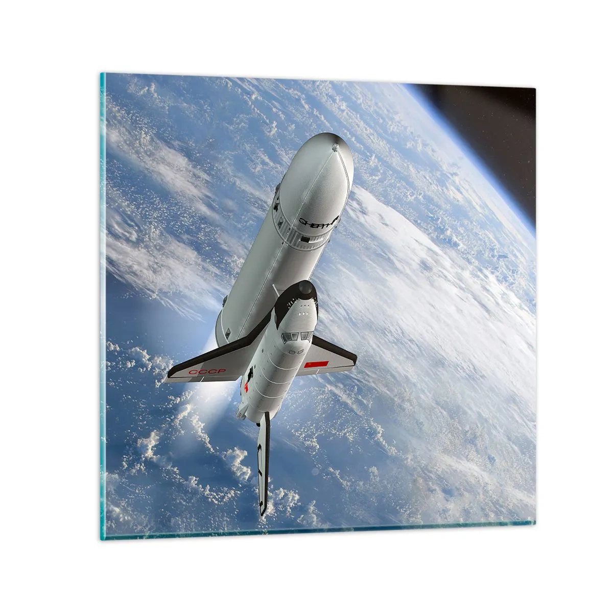 Glastavla - Bild på glas - Rymdfärd - 40x40 cm
