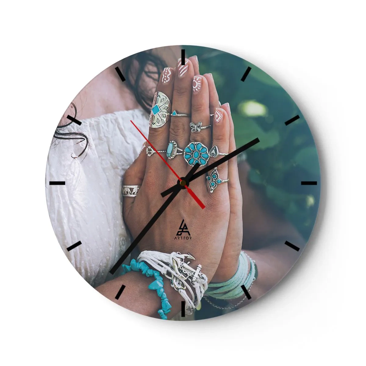 Väggklocka - Klocka på glas - Välkommen till existensens centrum - 40x40 cm