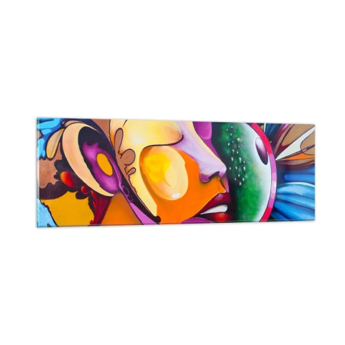 Glastavla - Bild på glas - Känna på med färg - 90x30 cm