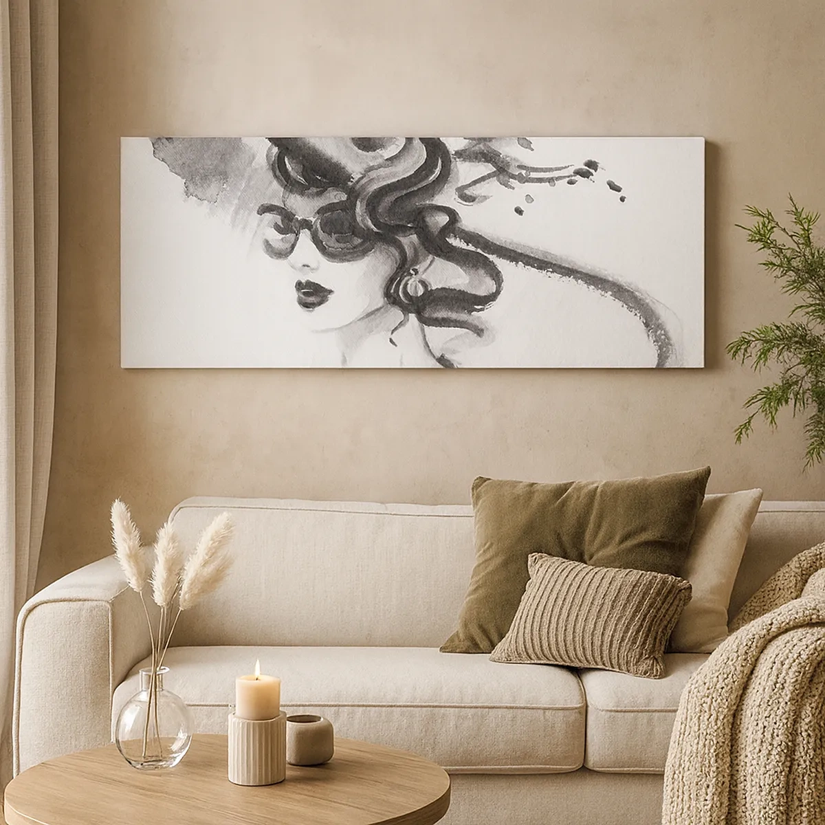 Canvastavla - Bild på duk - Dam med karaktär - 30x30 cm