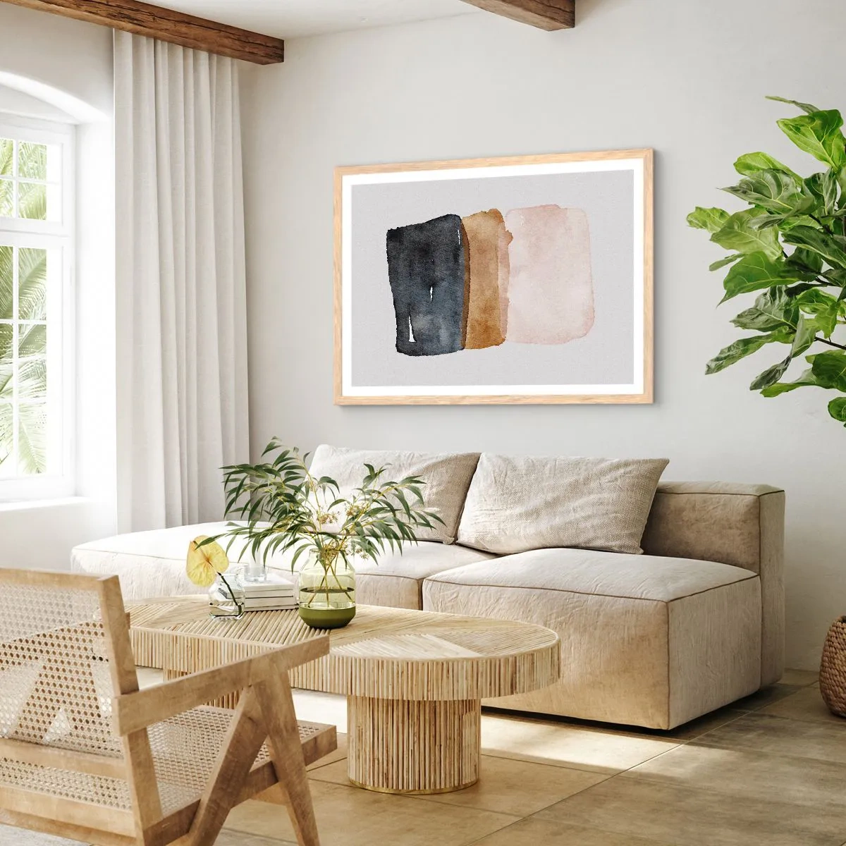 Affisch i ram av ljusek - Komposition av jordens färger - 50x40 cm