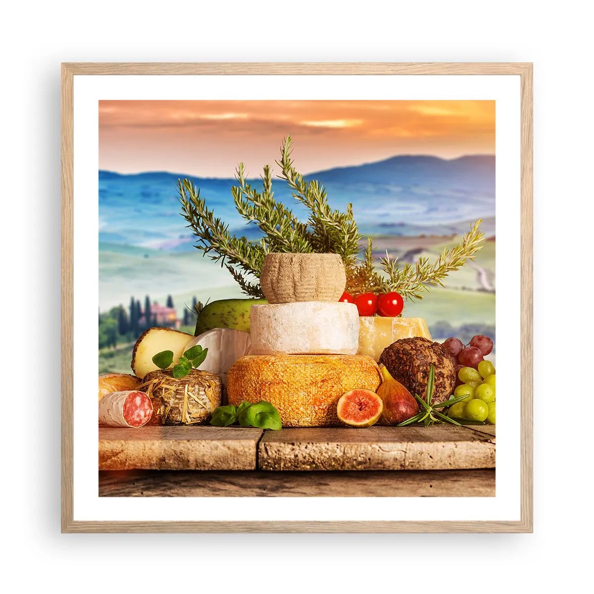 Affisch i ram av ljusek - Italiensk livsglädje - 60x60 cm