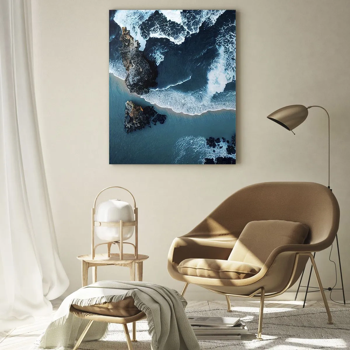 Glastavla - Bild på glas - Insvept i vågorna - 70x100 cm