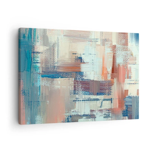 Canvastavla - Bild på duk - Abstrakt komposition i nyanser av blått och beige - 70x50cm - Att nå ljuset - Modern väggdekoration för vardagsrum och sovrum ARTTOR