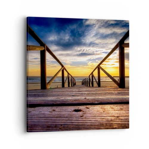 Canvastavla - Bild på duk - Till vilda stranden i skymningen - 40x40 cm
