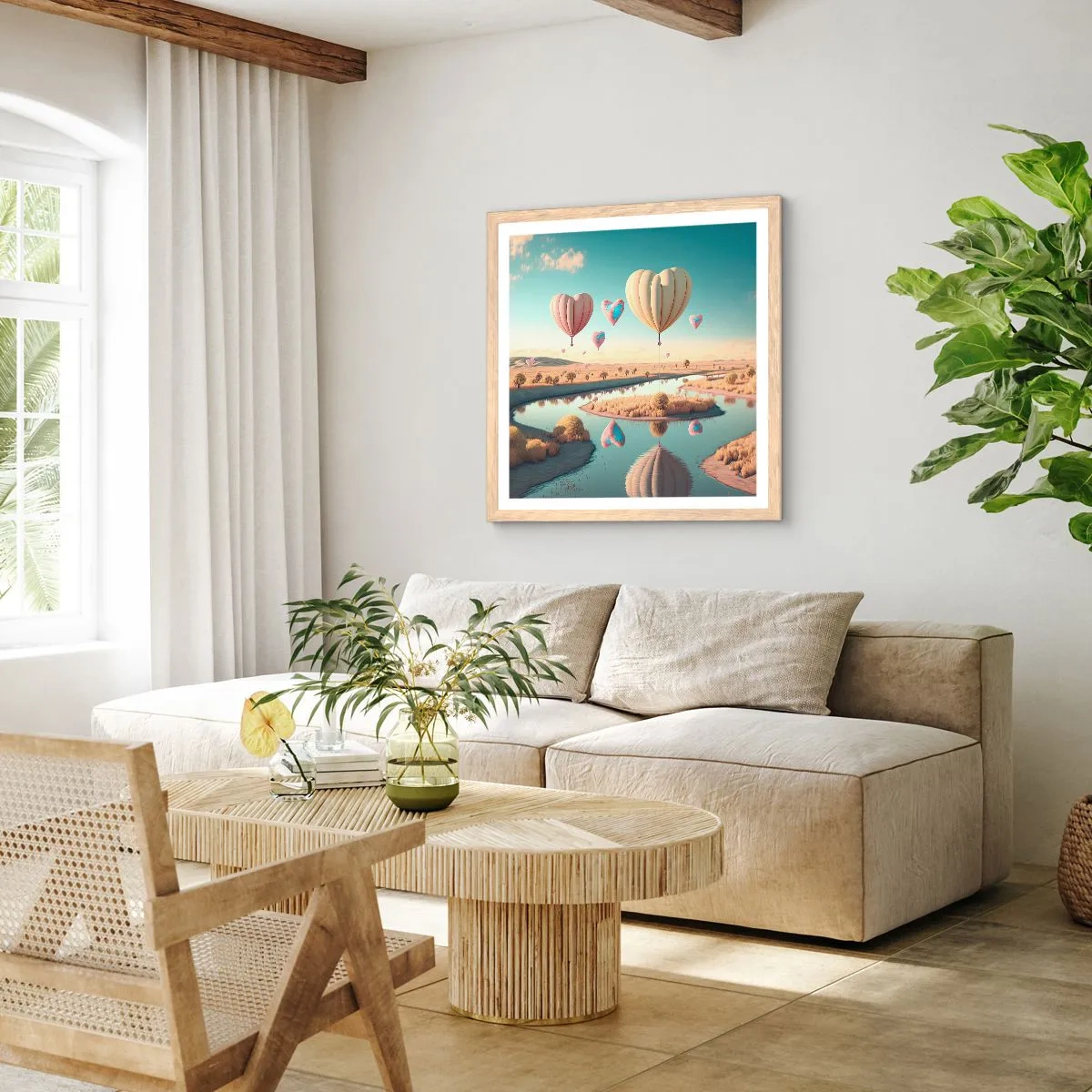 Affisch i ram av ljusek - Kärleken låter dig sväva - 60x60 cm