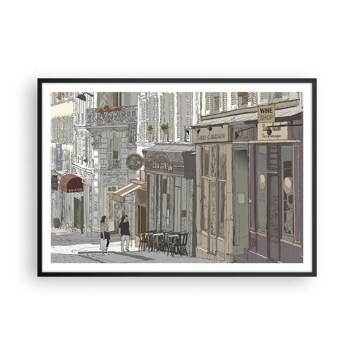 Affisch i svart ram - Stadens nöjen - 100x70 cm