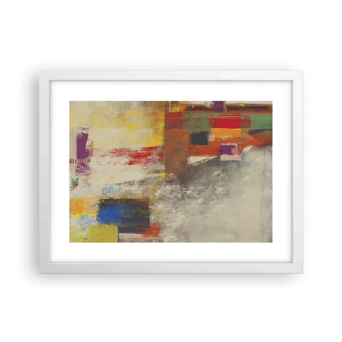 Affisch i vit ram - Färgernas geometri - 40x30 cm