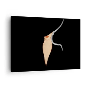 Canvastavla - Bild på duk - Silhuett av en kvinna i hatt på svart bakgrund - 70x50cm - Elegans och stil - Modern väggdekoration för vardagsrum och sovrum ARTTOR