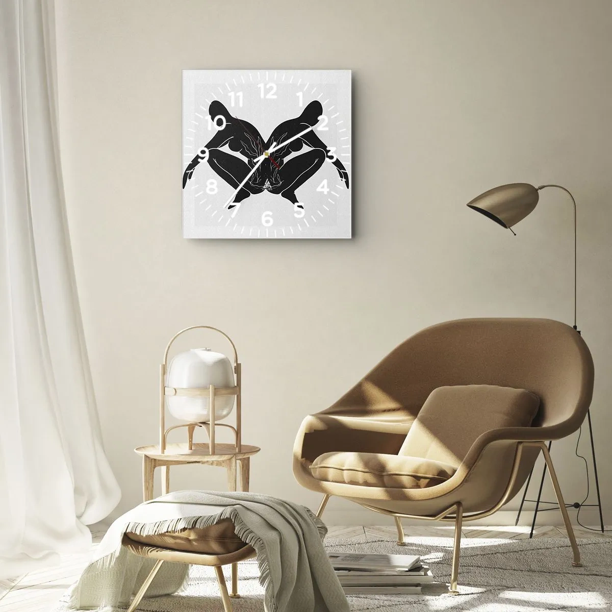 Väggklocka - Klocka på glas - En delad själ - 40x40 cm