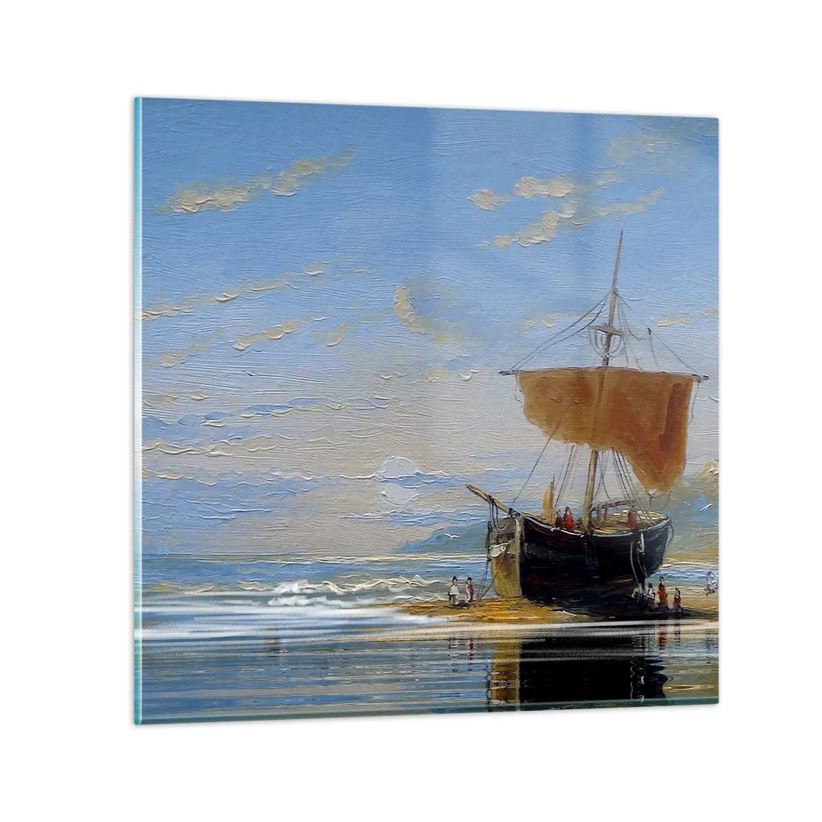 Glastavla - Bild på glas - Vatten, jord, luft - 40x40 cm