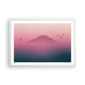 Affisch i vit ram - Vandrare över molnen - 70x50 cm