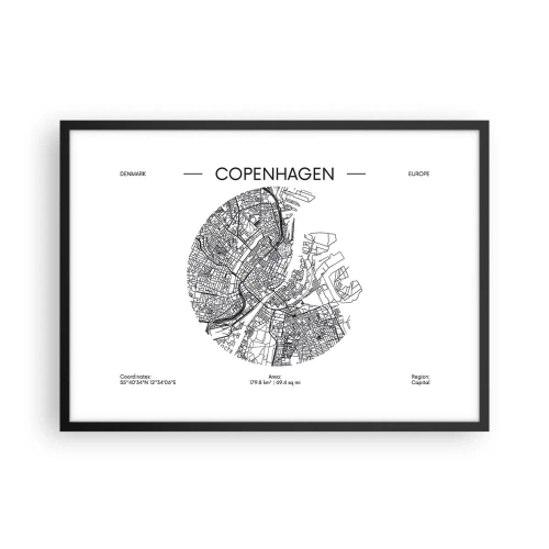 Affisch i svart ram - Köpenhamns anatomi - 70x50 cm