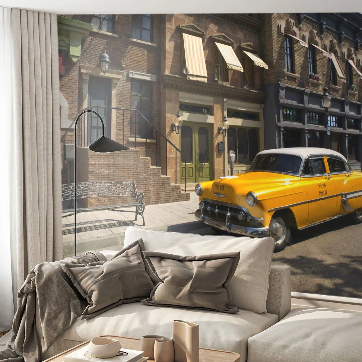Självhäftande Fototapet Deluxe Sticker - Once Upon a Time in America - Stad, Taxi, New York - 250x175 cm