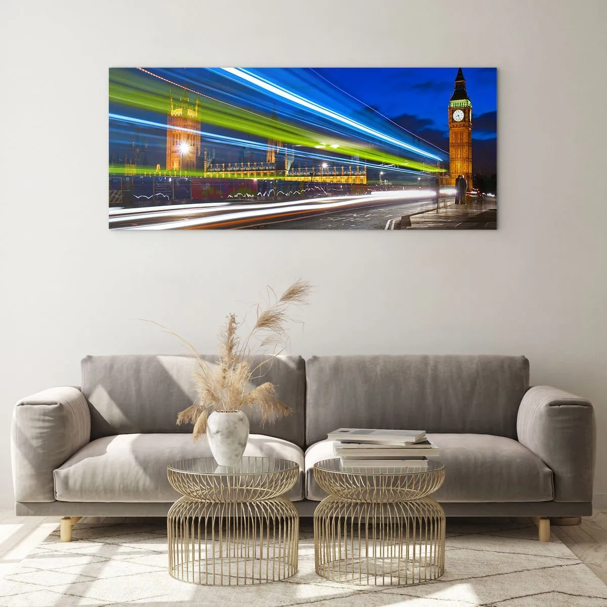 Glastavla - Bild på glas - Under Big Bens uppsikt - 100x40 cm