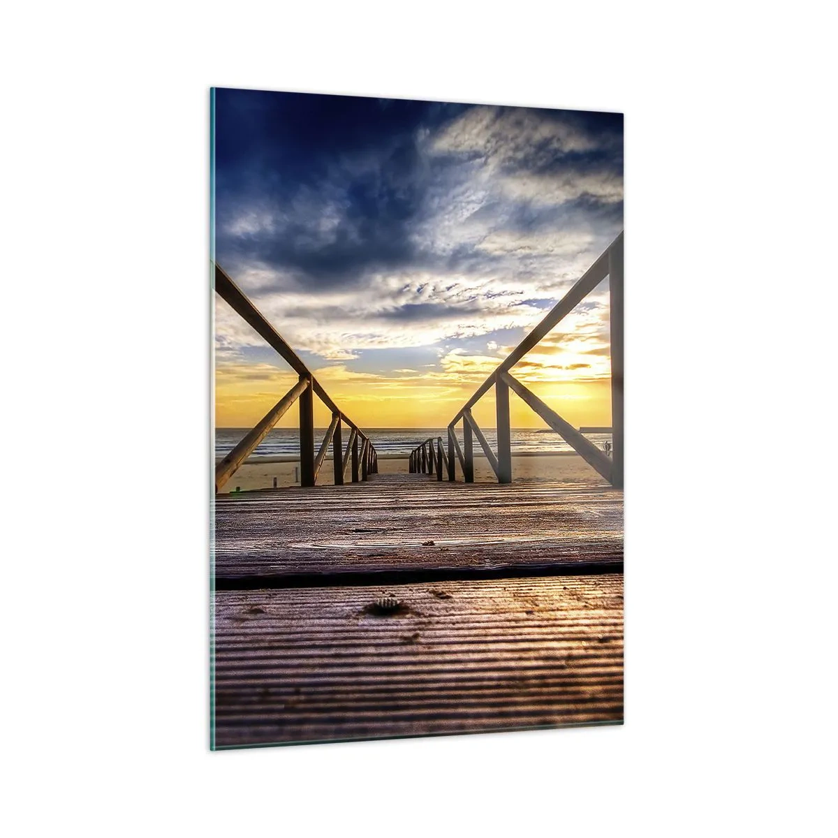 Glastavla - Bild på glas - Till vilda stranden i skymningen - 50x70 cm
