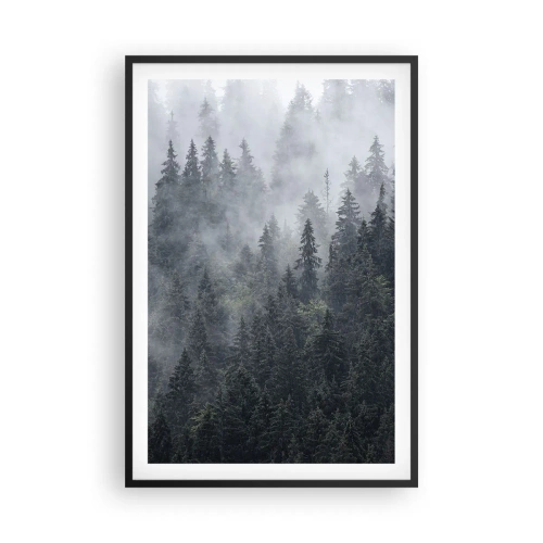 Affisch i svart ram - Gryning i skogen - 61x91 cm