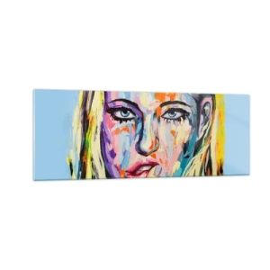 Glastavla - Bild på glas - Titta henne rakt in i ögonen - 140x50 cm