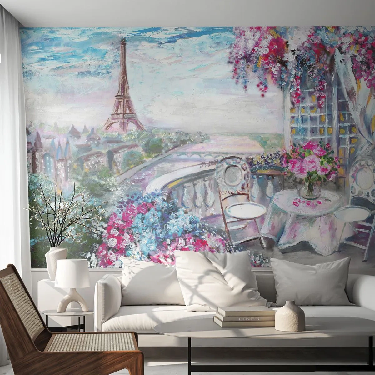 Självhäftande Fototapet Deluxe Sticker - Här är vackrast i maj - Stad, Eiffeltornet, Paris - 250x175 cm