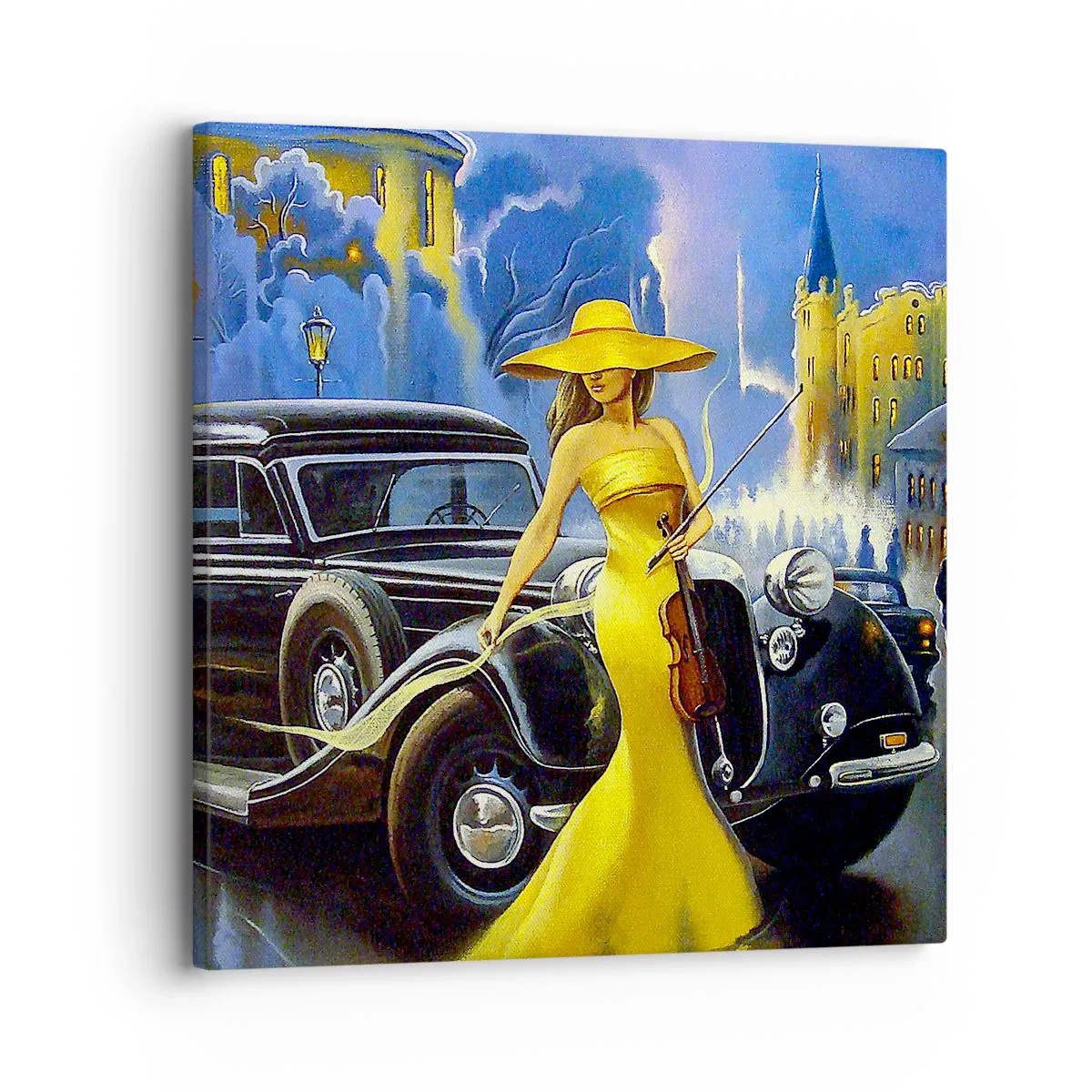 Canvastavla - Bild på duk - Nocturne för fiol och kärlek - 30x30 cm