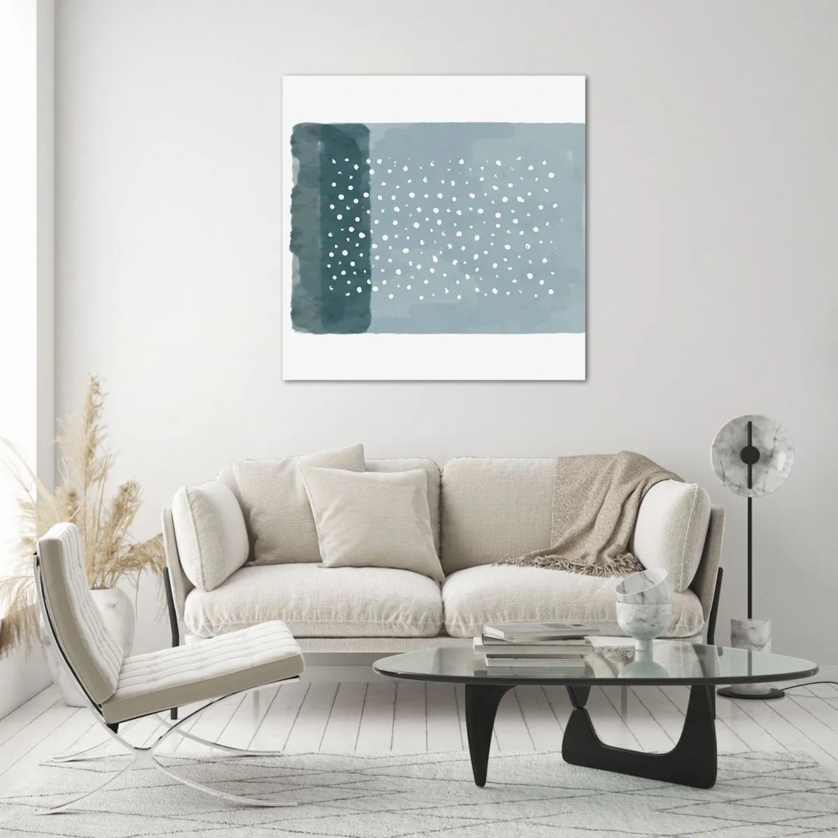 Glastavla - Bild på glas - Uppstådda ur det blåa - 40x40 cm