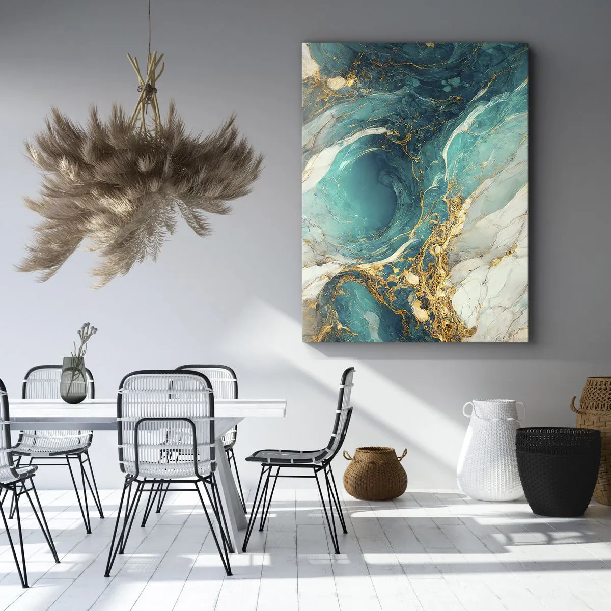 Canvastavla - Bild på duk - En komposition med guldådror - 50x70 cm