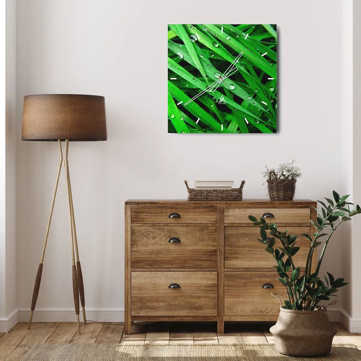 Väggklocka - Klocka på glas - Spela grönt - 40x40 cm