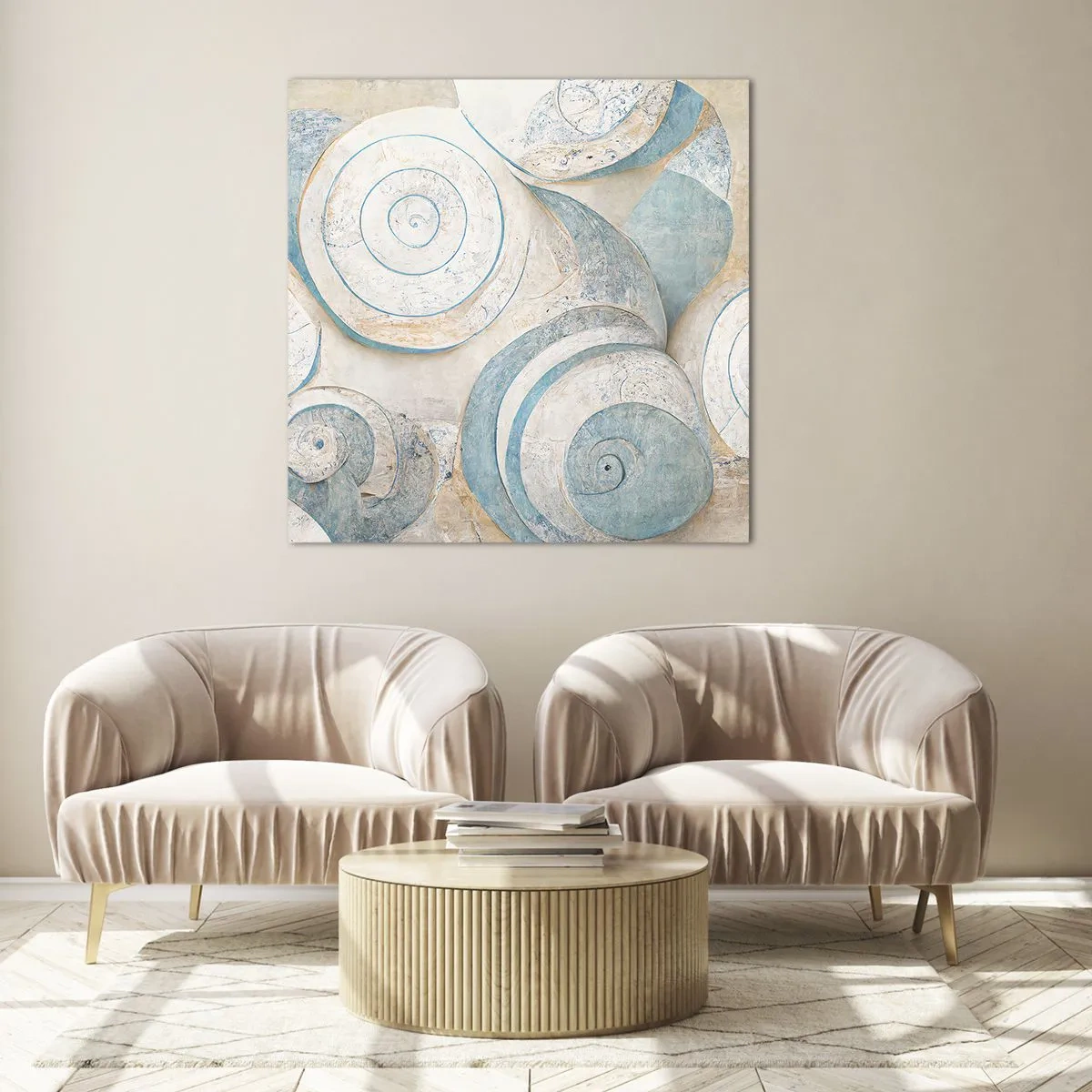 Glastavla - Bild på glas - Vad döljer musslan? - 70x70 cm
