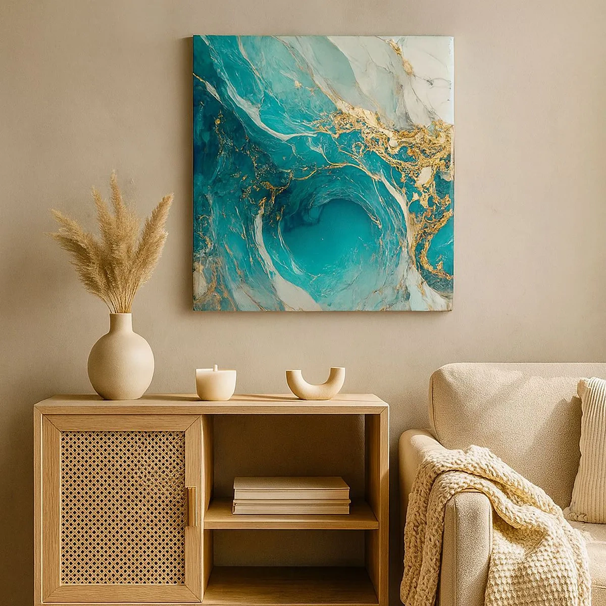 Canvastavla - Bild på duk - En komposition med guldådror - 30x30 cm