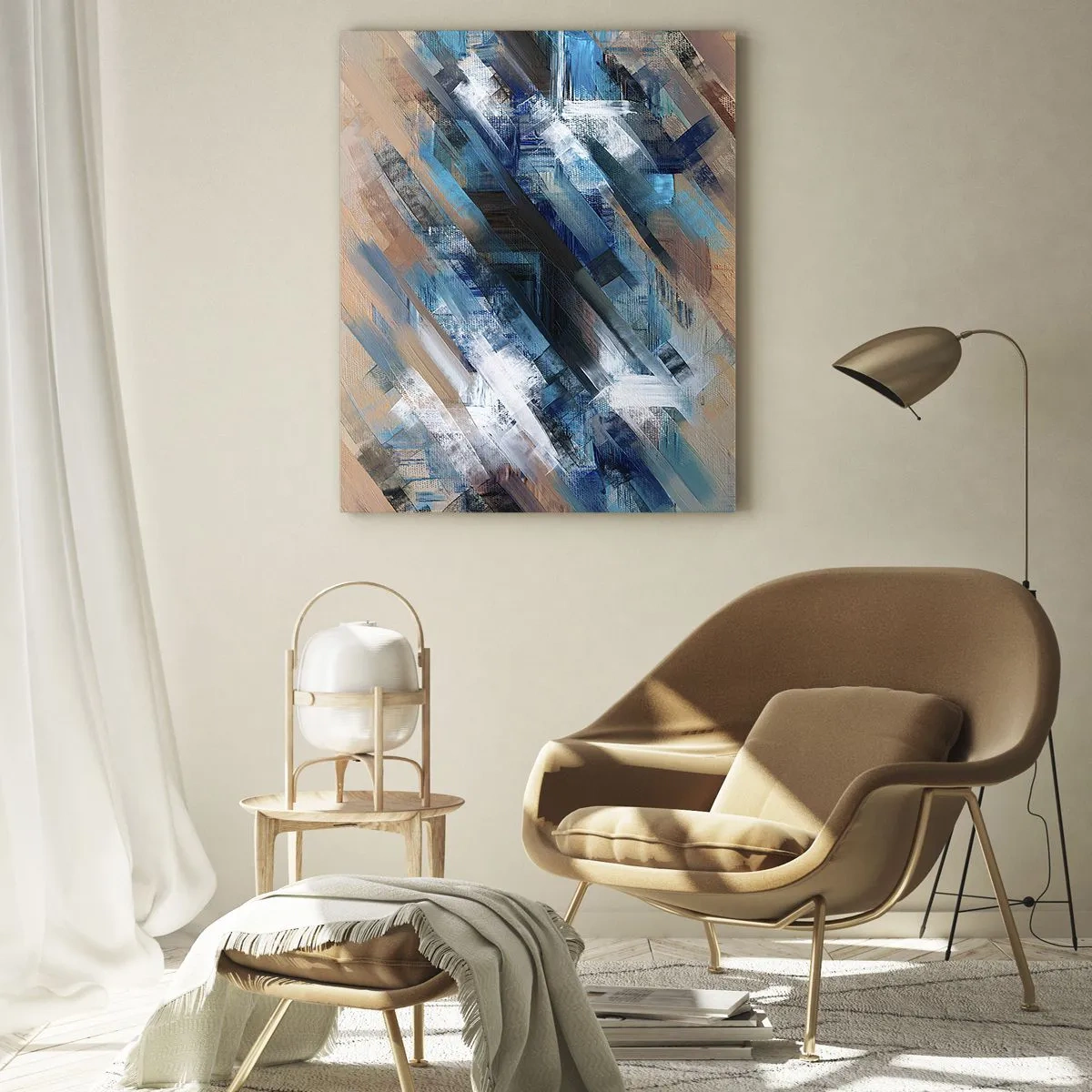 Glastavla - Bild på glas - På en blå sluttning - 50x70 cm