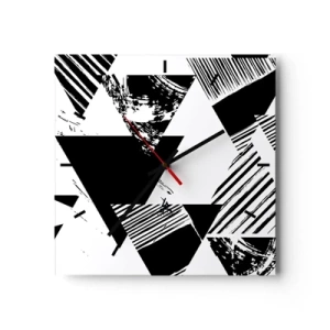 Väggklocka - Klocka på glas - Det regnar trianglar - 30x30 cm